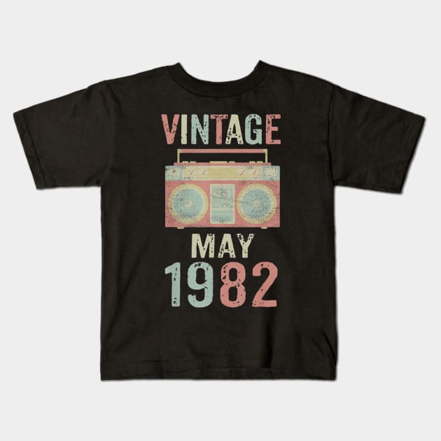 Born May 1982 Vintage Birthday Retro Ghetto Blaster Kids T-Shirt by teudasfemales